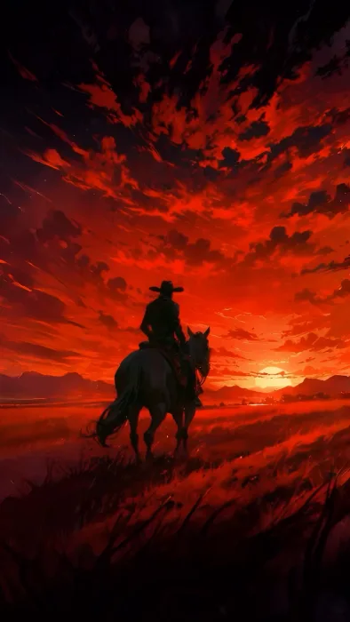 Red Dead Cowboy Sunset 4K Live Wallpaper