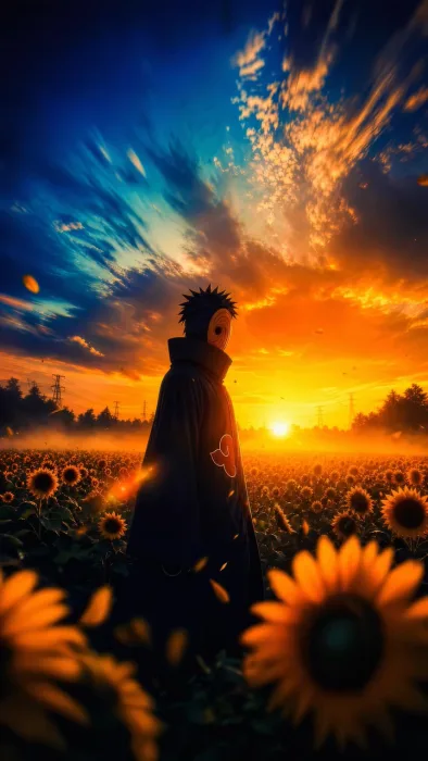 Obito Uchiha Sunflower Sunset 4K Live Wallpaper
