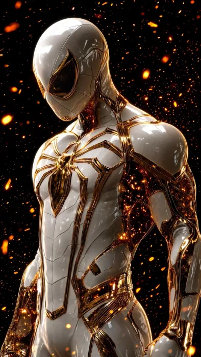 Iron Spider White Gold Armor 4K Live Wallpaper